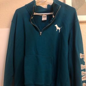 PINK teal quarter-zip sweatshirt